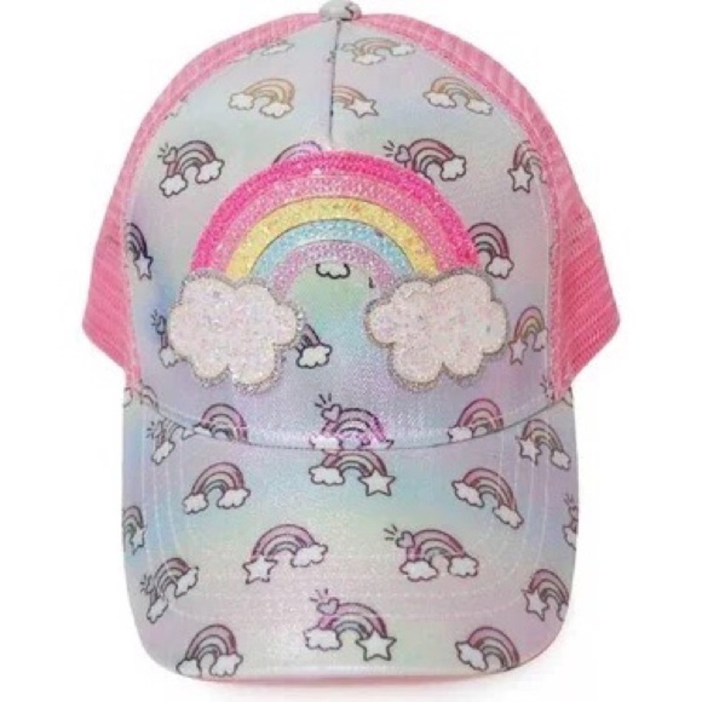 NWOT Over the Rainbow Print Metallic Baseball Hat